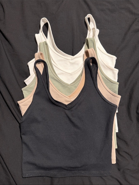 Hollister Tops - 5 Hollister Ribbed Seamless V-Neck Crop Tanks Size S- Black, Cream, Olive, White